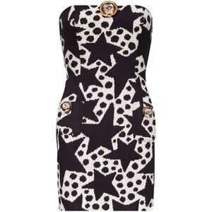 NWT $3,369 Area Crystal Medallion Strapless Mini Dress Dotted Stars Size 8